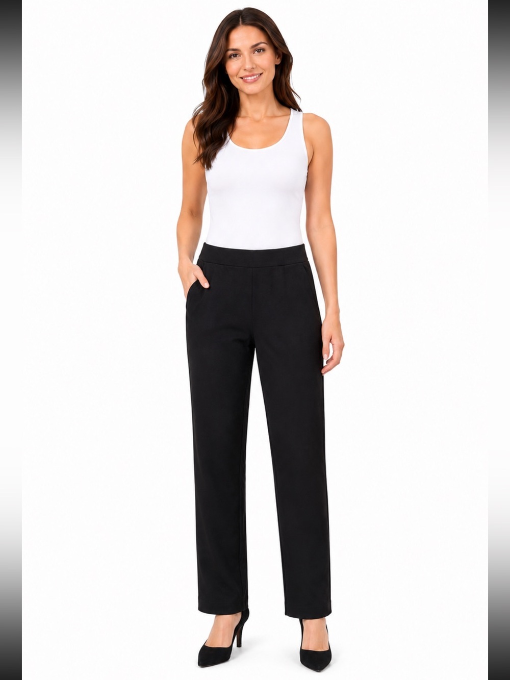 Preswick & Moore Black Pull-On Straight Leg Pants Size M